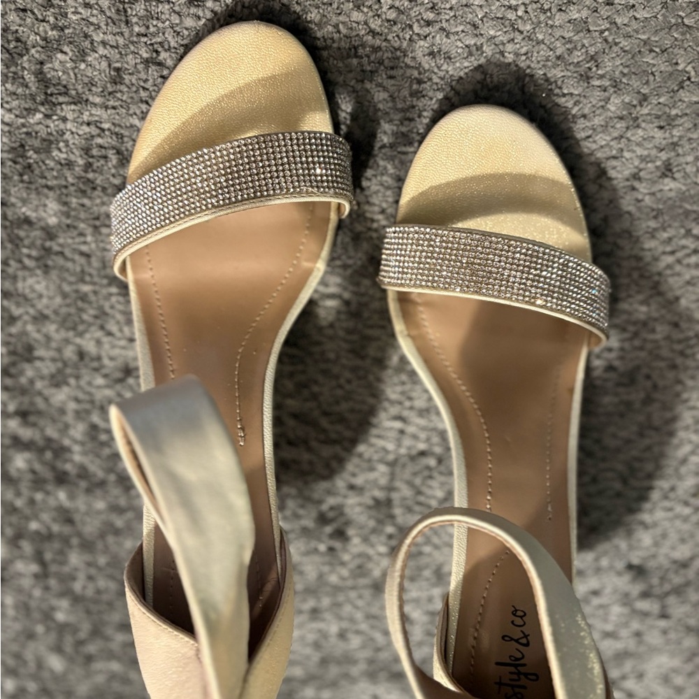 Style & Co. Beige Heels with Sparkling Strap